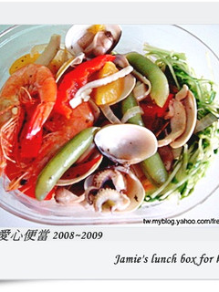 小犬愛心便當 海鮮義大利麵 的食譜成品照片