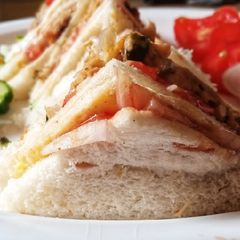 A picture of Shami kabab sandwich.