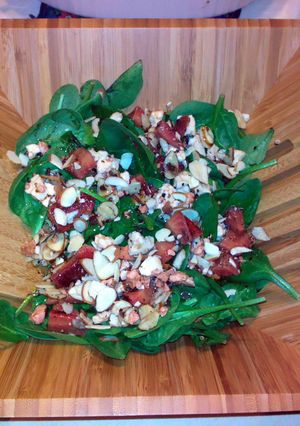 A picture of Brenda's Strawberry-Spinach Salad with Cracked Pepper Vinaigrette.