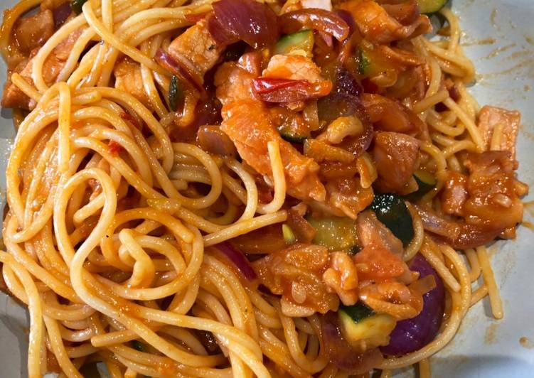 Steps to Make Any-night-of-the-week Naporitan(ナポリタン) - spaghetti with ketchup sauce