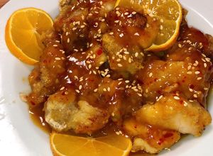 Hình của món Gà nướng sốt quýt.
