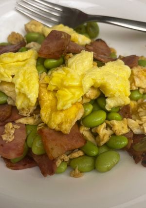 培根毛豆炒雙蛋 的食譜成品照片