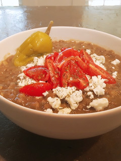A picture of Smoked green lentil soup.