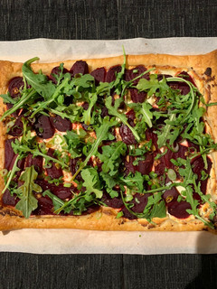 A picture of Beet and Goat Cheese Tart.