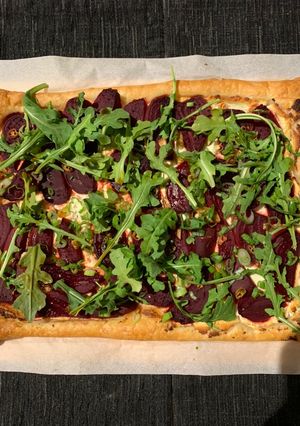 A picture of Beet and Goat Cheese Tart.