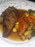 Punta trasera al horno con vegetales