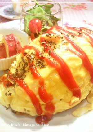 A picture of Savory Omurice with Ground Meat.