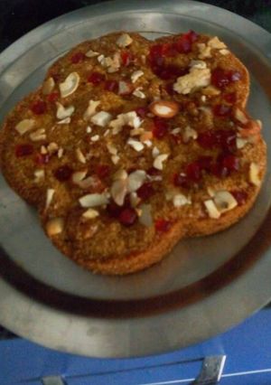 A picture of Eggless custard bread pudding.