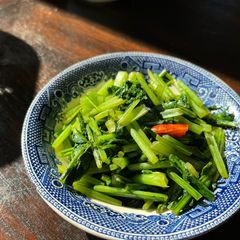 A picture of Sautéed Hakurei turnip greens.