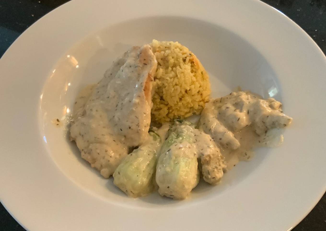 Creamy Lemon Chicken with Artichokes and Bok Choy