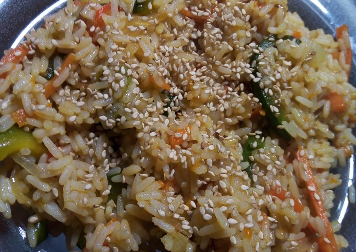 Wok de vegetales con arroz