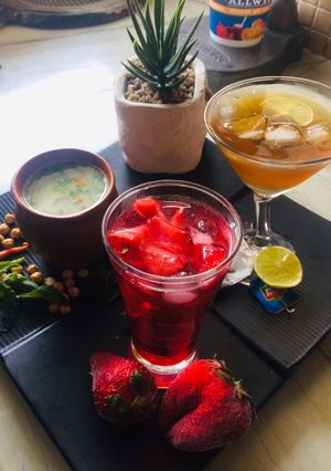 A picture of Strawberry pineapple lemonade,Masala sattu summer healthy drinks.