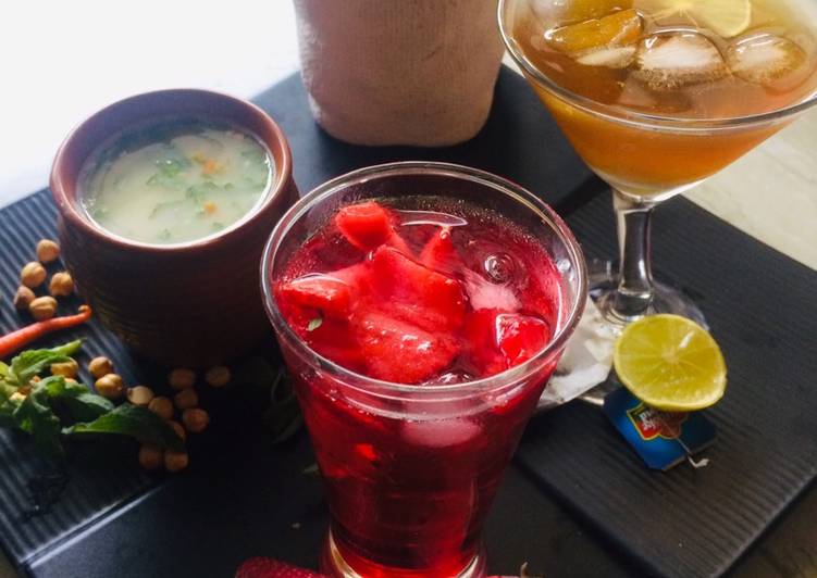Simple Way to Make Homemade Strawberry pineapple lemonade,Masala sattu summer healthy drinks