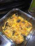 Berenjenas al horno en salsa de alcachofas gratinadas