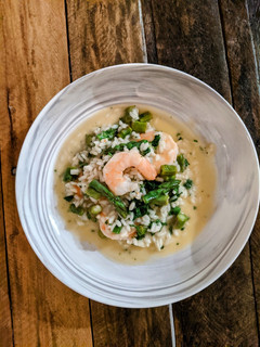 A picture of Risotto with Asparagus & Shrimp.