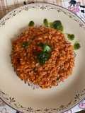 Risotto al pomodoro con riduzione di basilico 🌿