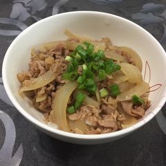 A picture of Gyu Don (Beef on Rice).