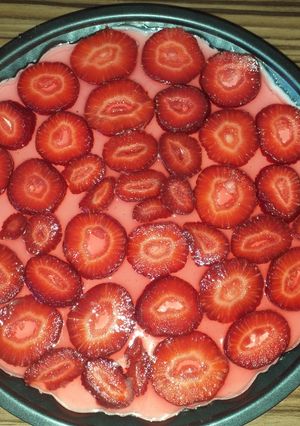 Una foto de Tarta de queso y fresa