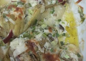 Fast Cooking Methods Baked potato slice with cheesy and creamy sauce Delicious Perfect
