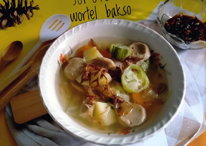 Bagaimana Menyiapkan 154) sup oyong wortel bakso yang Sempurna