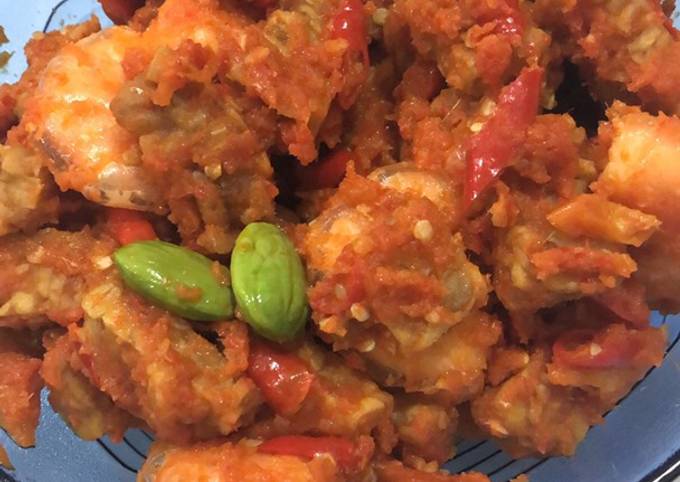 Tumis udang tempe balado uenak