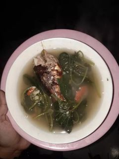 Foto resep Sayur asam daun ubi ikan asap