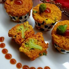 A picture of Broccoli stuffed savoury muffins.