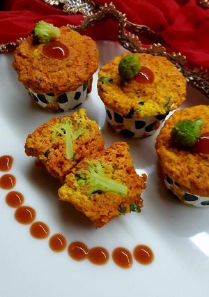 A picture of Broccoli stuffed savoury muffins.
