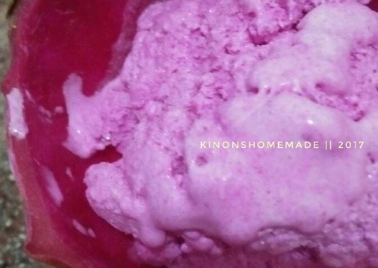 Cara Gampang Membuat Es krim buah naga Anti Gagal