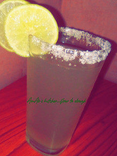 A picture of Dew and lemon juice.
