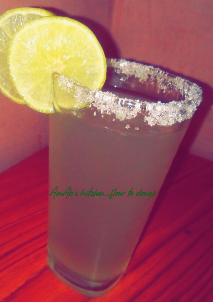 A picture of Dew and lemon juice.