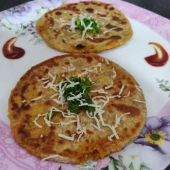 Garlic paneer paratha A picture of Garlic paneer paratha.