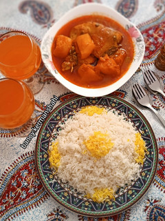 عکسی از دستور خورش کدو حلوایی با مرغ