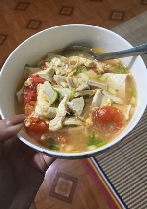 Hình của món Canh đậu trứng, ức gà giảm cân.