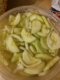 A picture of Old-fashioned Cucumbers & Onions in Vinegar "Dressing".