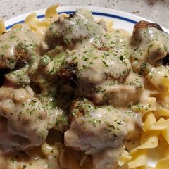 A picture of My Swedish Meatballs with Stroganoff Sauce.