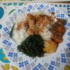 A picture of Meat Currie and rice.