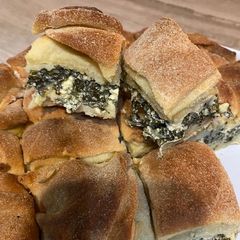 A picture of Feta and spinach pie with traditional homemade phyllo.