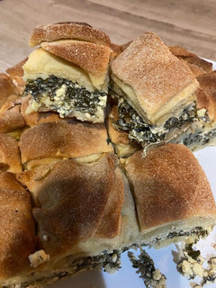 A picture of Feta and spinach pie with traditional homemade phyllo.
