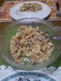 Ensalada de verano (arroz, sardinas, huevo revuelto)