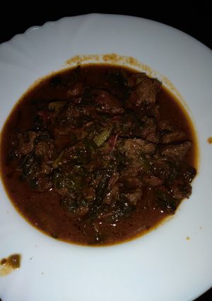 A picture of Beef stew with spinach#mums recipe.
