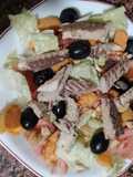 Sweet Potato, Cashew, and Canned Mackerel Salad