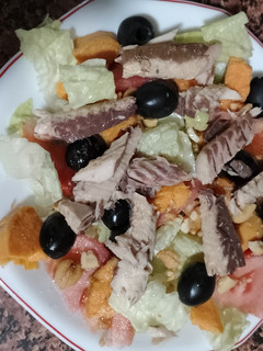 A picture of Sweet Potato, Cashew, and Canned Mackerel Salad.