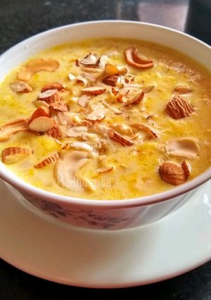 A picture of Pumpkin/Kaduu/Kumdo/Pharsi/Kakharu Kheer/Pudding.