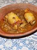 Rollitos de abadejo con salsa