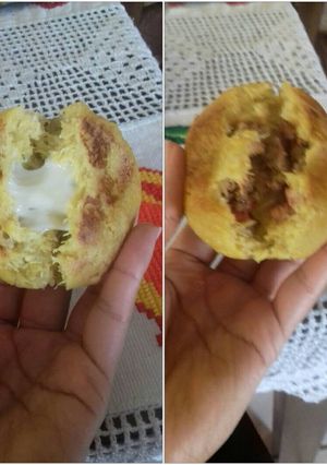 Una foto de Tortitas de plántano, rellenas