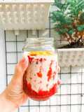 Overnight Oatmeal with Strawberry Jam + Peanut Butter