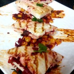 A picture of Stuffed Beetroot Corns sandwich in Paneer Slices.