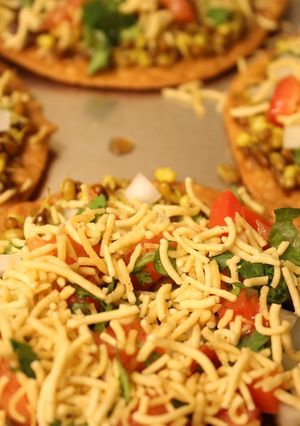 A picture of Wheat Sev Puri.