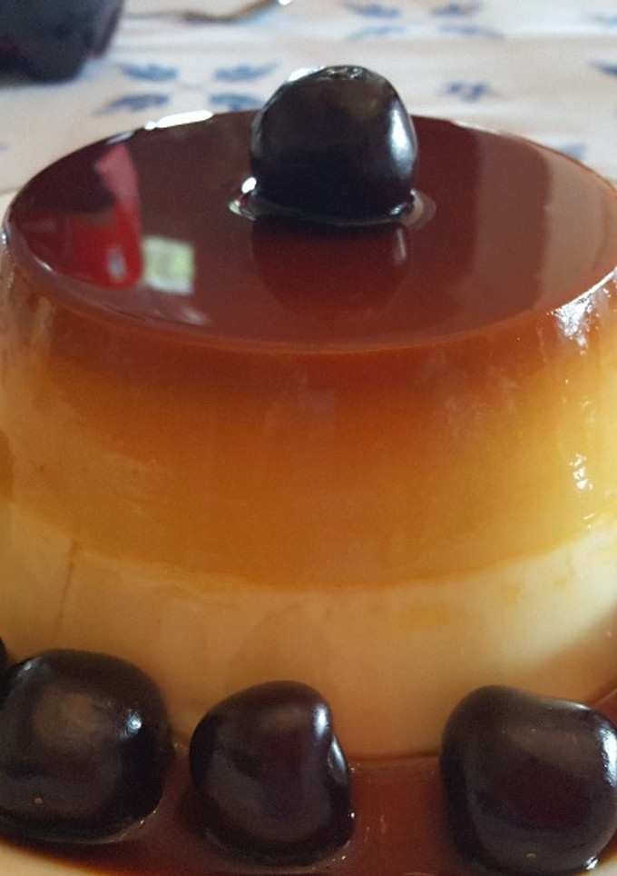 Una foto de Flan bicolor